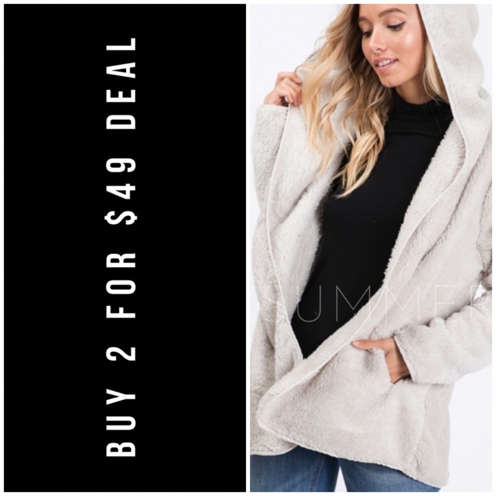 ❄️LAST2️⃣//SILVER GREY FLEECE CARDIGAN